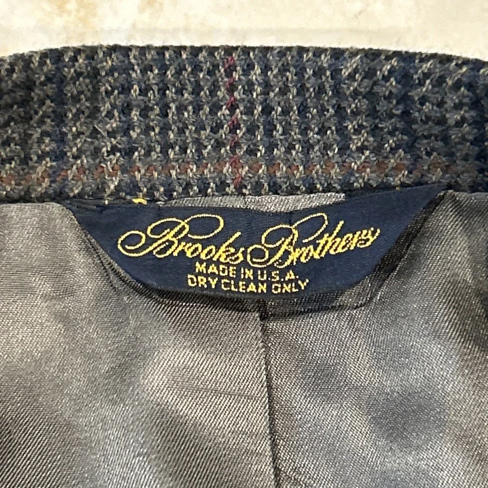Brooks Brothers Blazer Mens 42R Brown Plaid 2 Button Wool Sports Coat Preppy USA